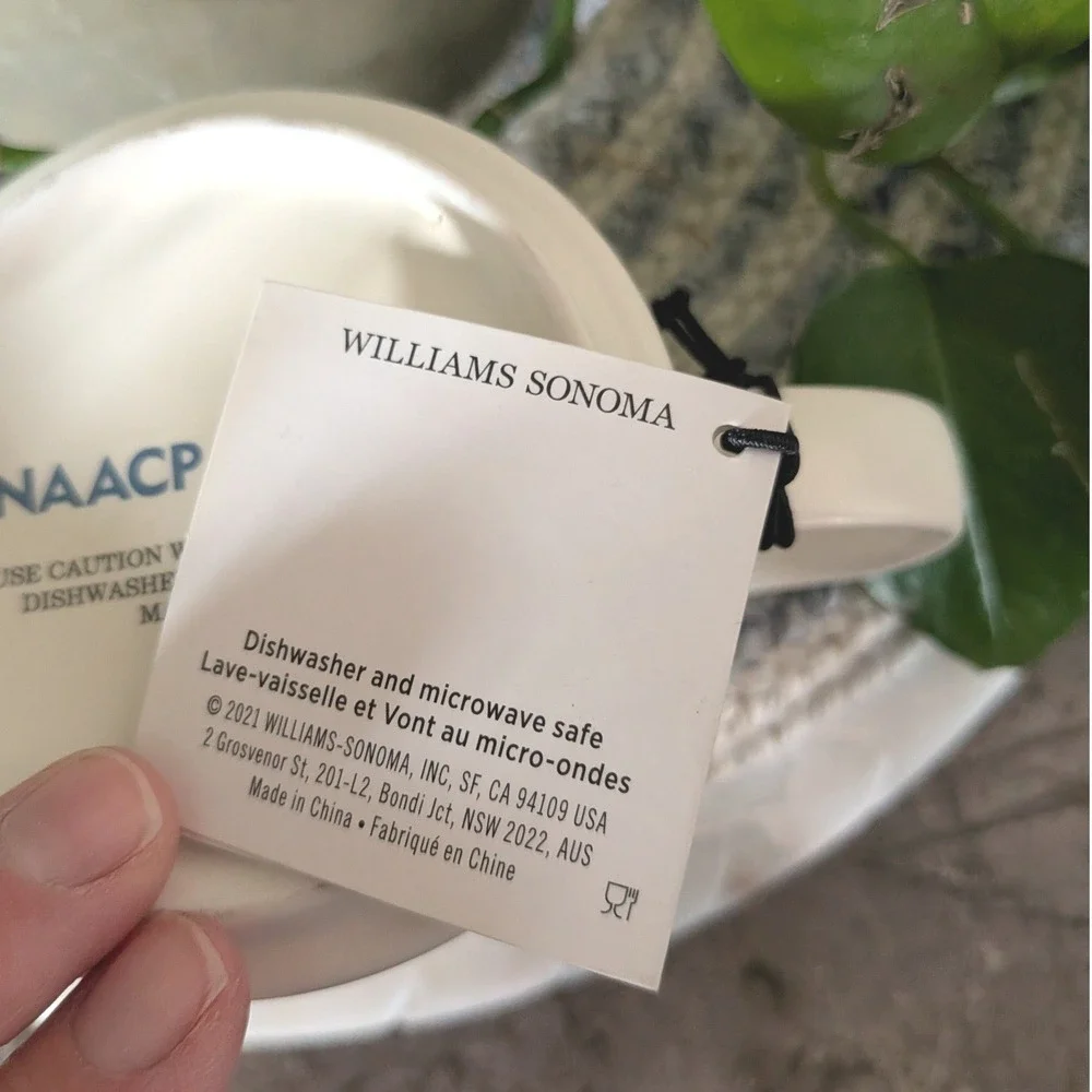 Williams Sonoma NAACP Rainbow Mug Neutral Boho Ceramic NWT